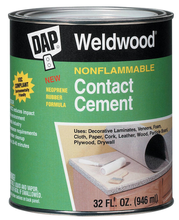 Dap® 25332 Weldwood® Nonflammable Contact Cement, 1 Qt
