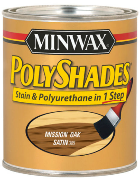 Minwax® 61385 PolyShades® 1-Step Stain & Polyurethane Satin Paint, Mission Oak, 1 Qt