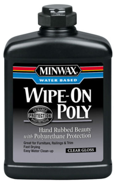 Minwax® 40916 Water Based Wipe On Poly Durable Finish, Clear Gloss, 1 Pt