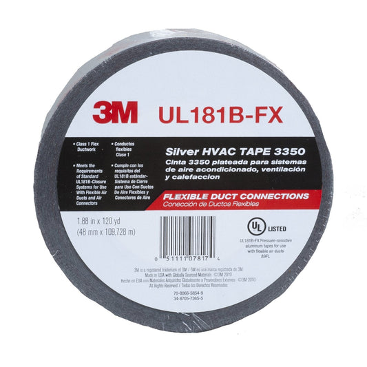 3M™ 3350 Metallized Flexible Duct Tape, Silver, 1.88" x 120 Yd