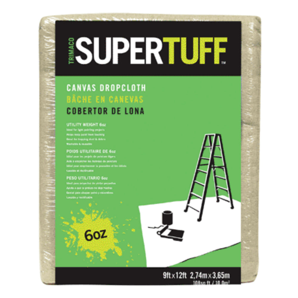 Trimaco 56701 Canvas Drop Cloth, 9' x 12', Beige