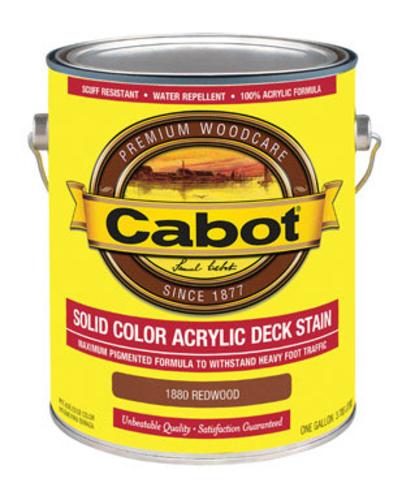 Cabot 01-1880 Solid Color Acrylic Decking Stain, 1 Gallon, Redwood