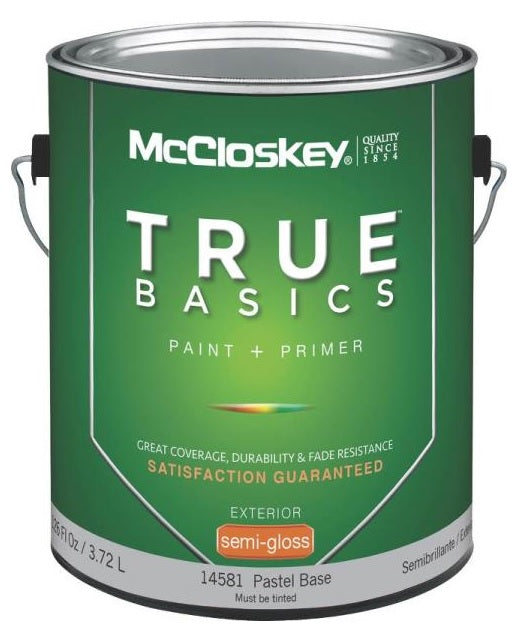 McCloskey 14581 True Basics Exterior Latex Semi-Gloss Paint, Pastel Base
