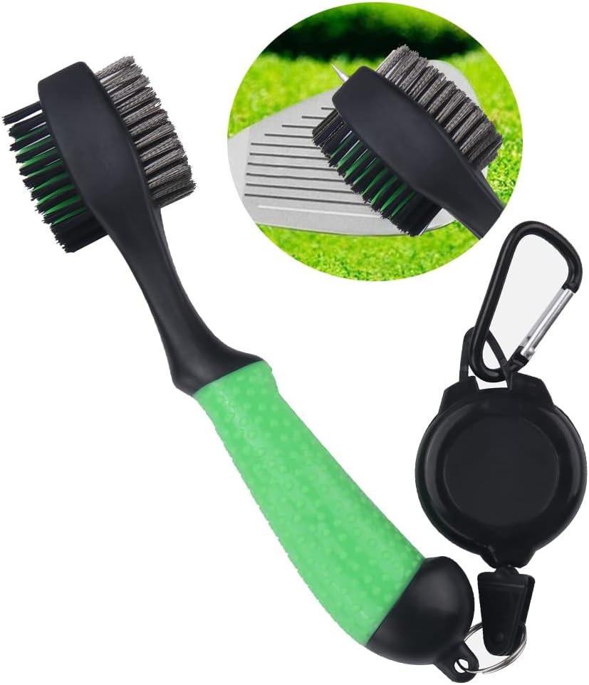 Oversized Golf Club Brush Retractable Groove Cleaner with Carabiner Clip