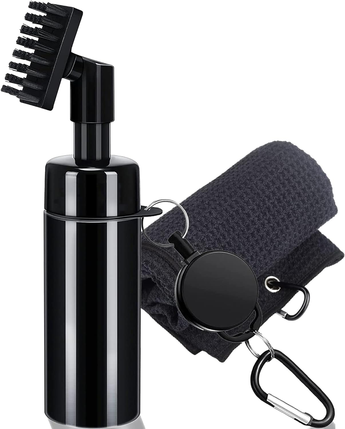 Golf Club Brush, Golf Cleaning Kit Includes Thickened Cleaning Towel and Water Brush with 5 oz. Bottle,Retractable Cord for The Golfer