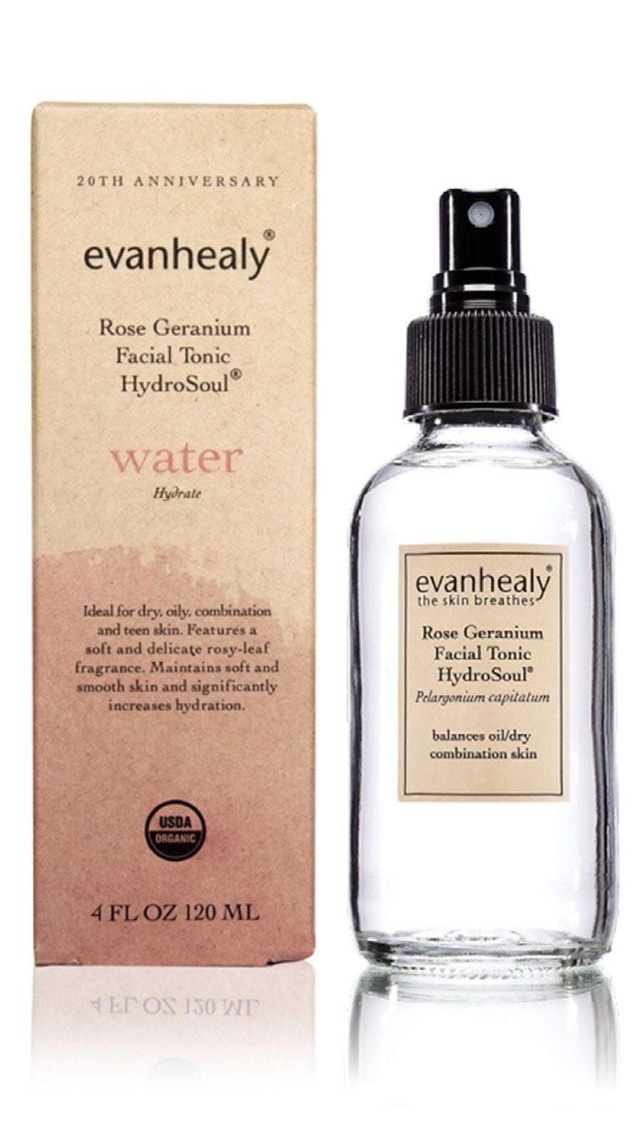 Evanhealy - Facial Tonic, Hydrosoul, Rose and Geranium, 4 oz