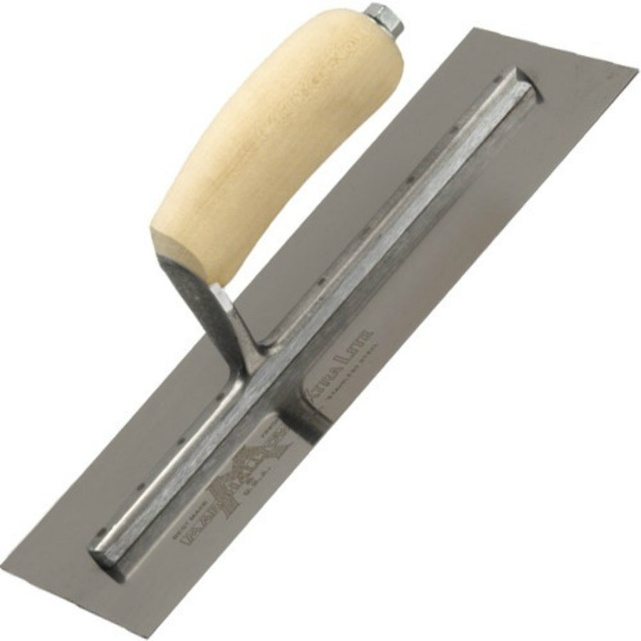 Marshalltown MXS4 Finishing Trowel, 11-1/2" x 4-3/4", Curved Wood Handle