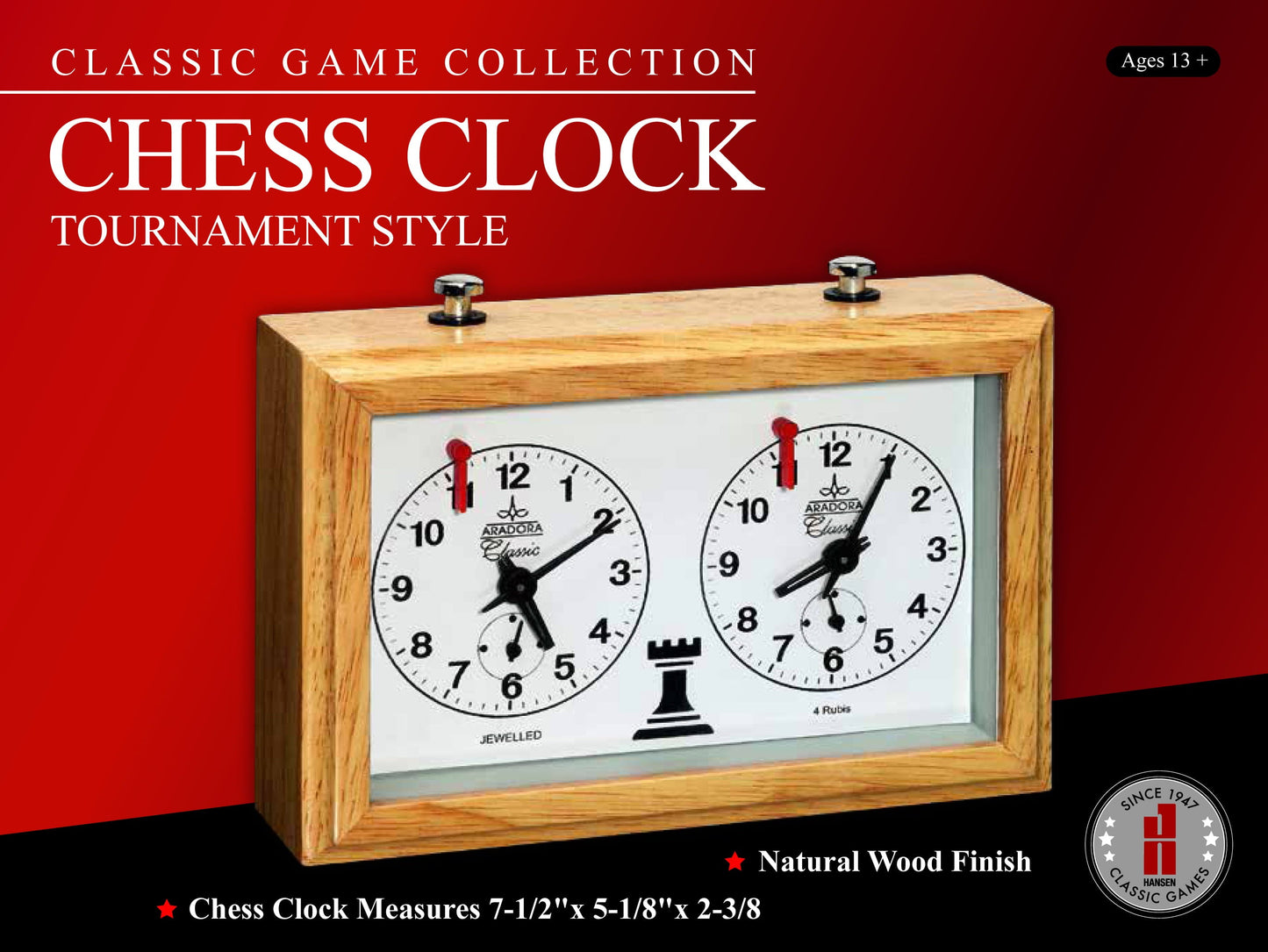 Desktop Chess Clock Tournament Style, Natural Wood