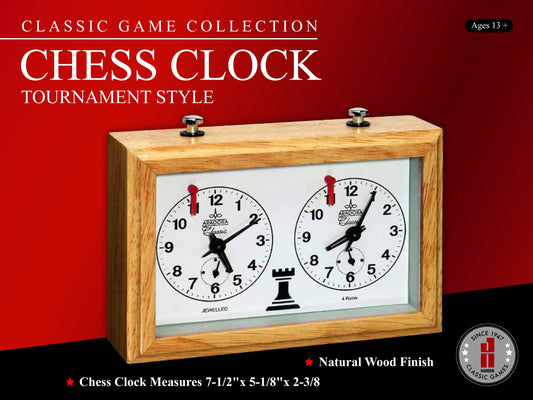 Desktop Chess Clock Tournament Style, Natural Wood