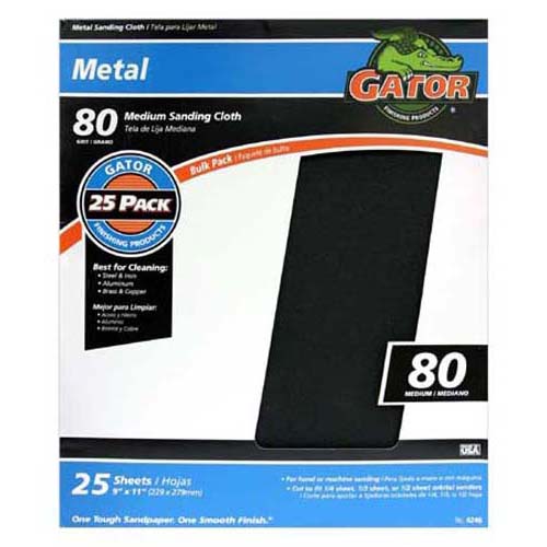 Gator 4246 Medium Emery Cloth, 80 Grit, 9" x 11"