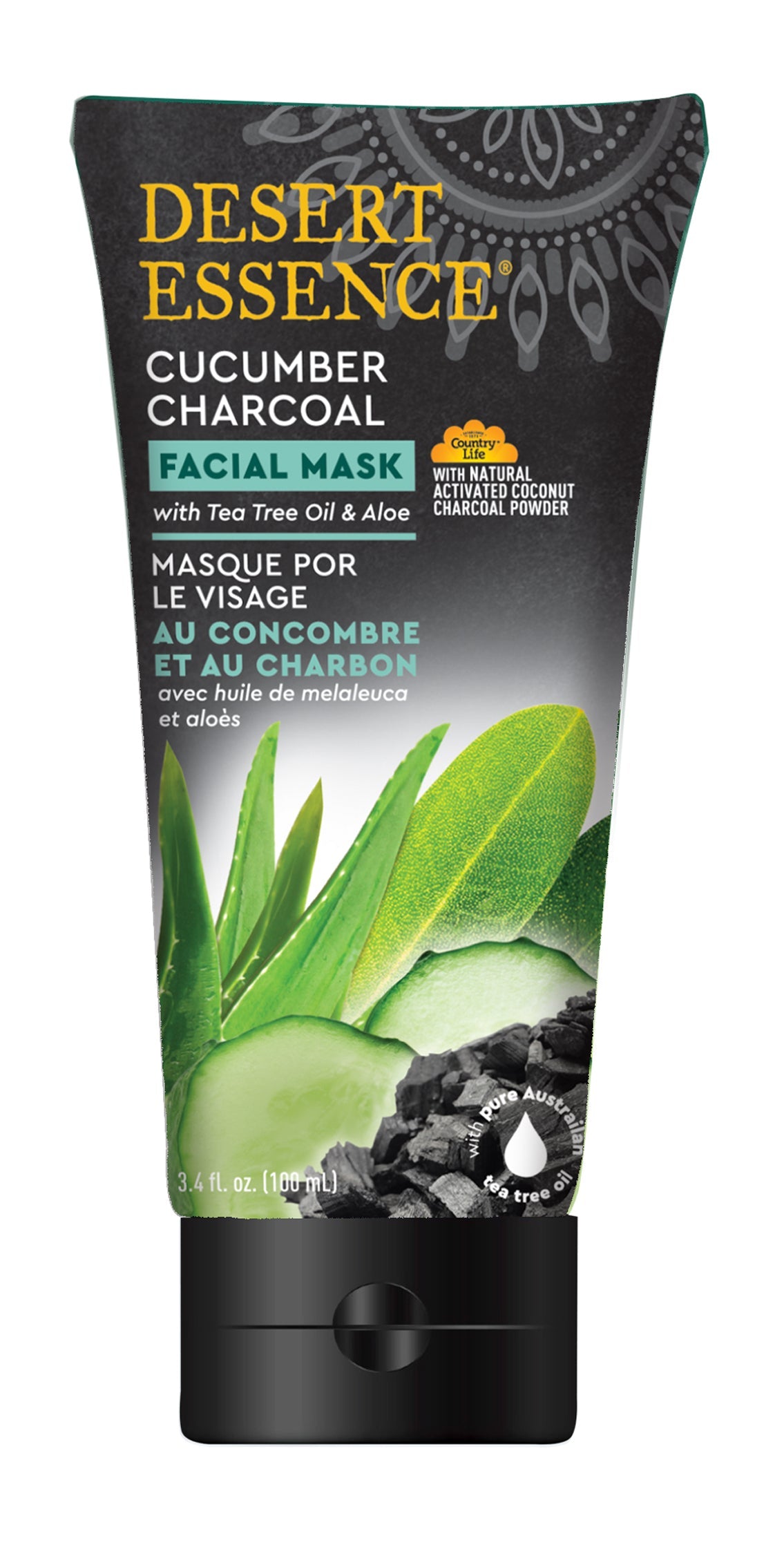 Desert Essence - Cucumber Charcoal Facial Mask, 90 ML