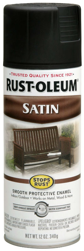 Rust-Oleum® 7777-830 Stops Rust® Satin Enamel Spray, 12 Oz, Black