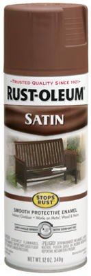 Rust-Oleum® 7774-830 Stops Rust® Satin Enamel Spray, 12 Oz, Chestnut Brown
