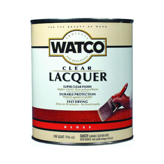 Watco 63041 Lacquer Clear Wood Finish, 1 Qt, Gloss