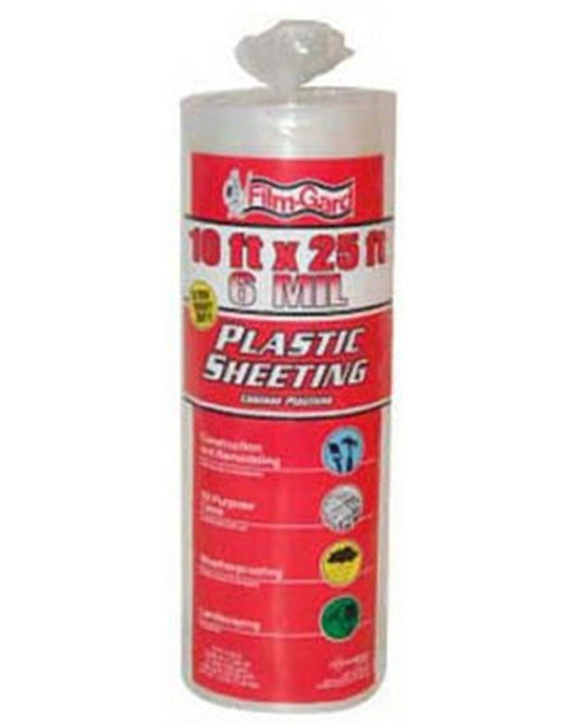 Film-Gard 626196 Polyethylene Consumer Sheeting, MH776, 10' x 25', 6 Mil, Clear