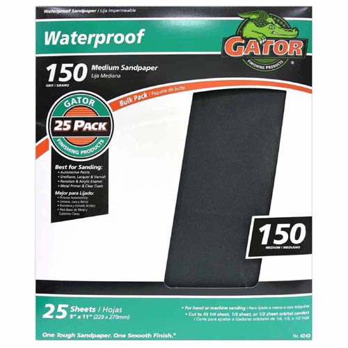 Gator 4243 Waterproof Sanding Sheet, 150 Grit, 9" x 11"