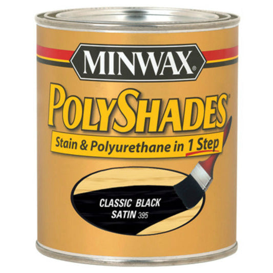 Minwax® 61395 PolyShades® Stain & Polyurethane Satin Finish, Classic Black, 1 Qt