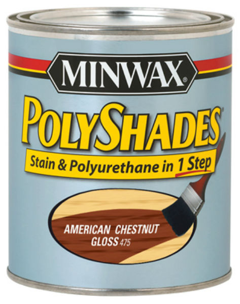 Minwax® 61475 PolyShades® 1-Step Stain/Polyurethane Gloss Paint, American Chestnut, 1 Qt