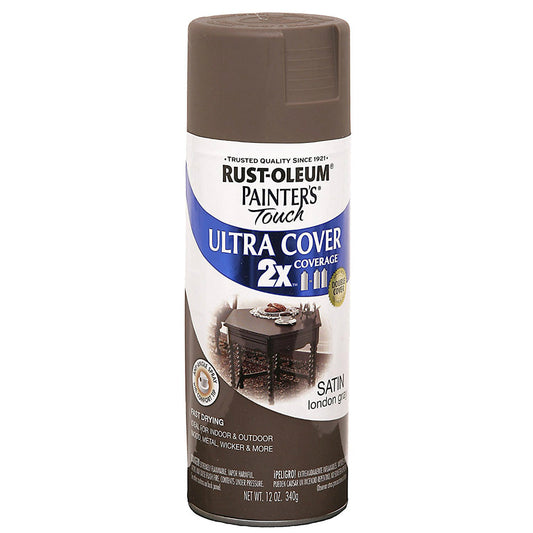 Painters Touch® 249857 Ultra Cover 2x Satin Spray Paint, London Gray, 12 Oz