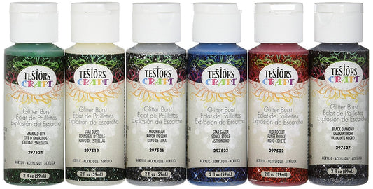 Testors® 297588 Glitter Burst Acrylic Craft Paint Set, 2 Oz, 6-Pack