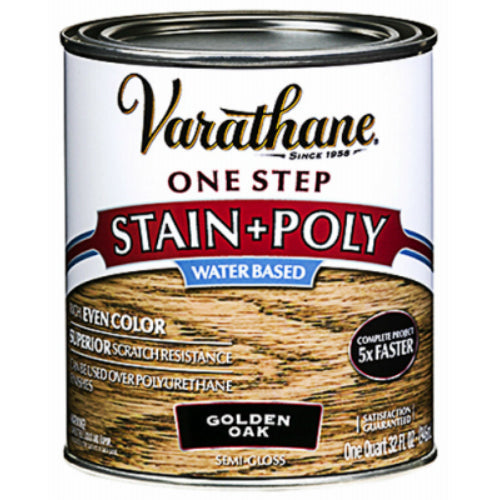 Varathane 336358 One Step Water-Based Stain & Polyurethane, Golden Oak, 1-Qt