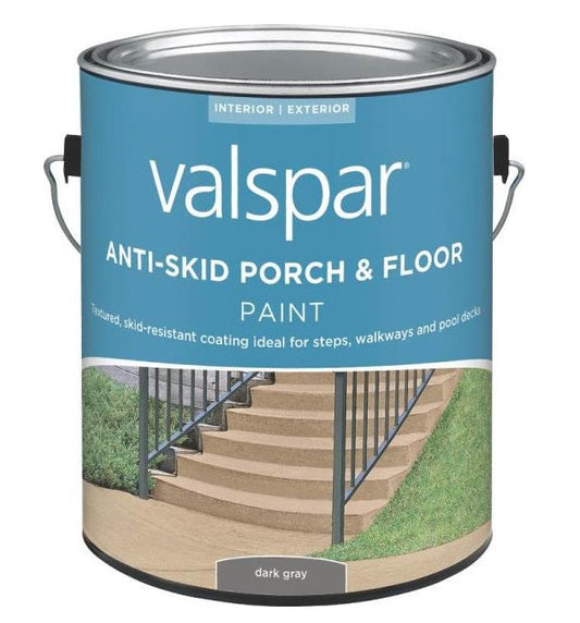 Valspar 024.0082031.007 Anti-Skid Porch & Floor Paint, Gallon, Dark Gray