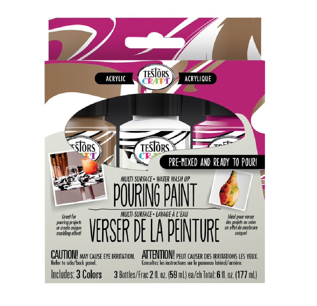 Testors 352451 Pouring Paint, Fuchsia/Gold/White, 2 oz