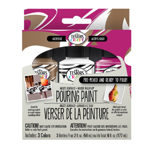 Testors 352451 Pouring Paint, Fuchsia/Gold/White, 2 oz