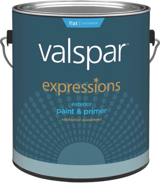 Valspar 17101 Expressions Exterior Latex Paint, Flat, White, 1 Gallon