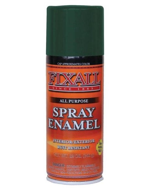Fixall F1305 Enamel Spray Paint, Liquid, Characteristic, 12 Oz, Aerosol, Dark Green