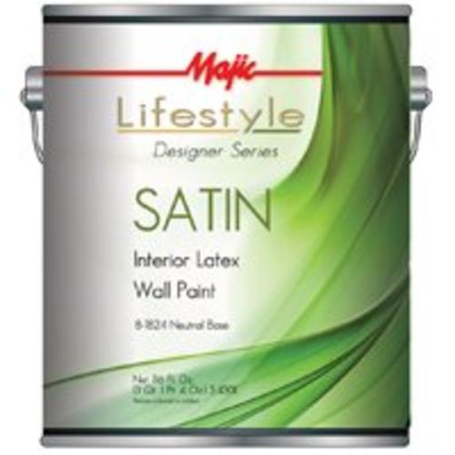 Majic 8-1821-1 Interior Latex Satin Wall Paint, Neutral Base