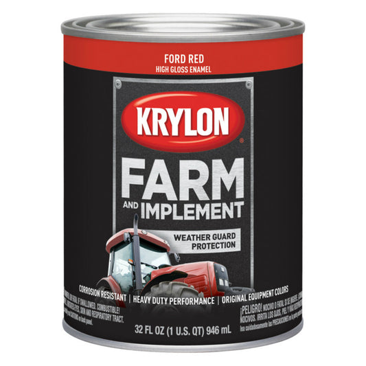 Krylon K02029000 Farm & Implement Paint, Ford Red, 32 Oz