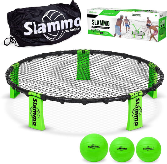 GoSports Slammo Game Set (Includes 3 Balls, Carrying Case and Rules) - Outdoor Lawn, Beach & Tailgating Roundnet Game for Kids, Teens & Adults