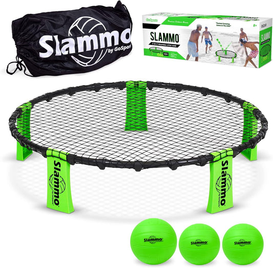 GoSports Slammo Game Set (Includes 3 Balls, Carrying Case and Rules) - Outdoor Lawn, Beach & Tailgating Roundnet Game for Kids, Teens & Adults