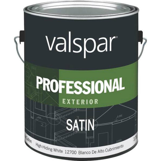 Valspar 12700 Professional Exterior Latex Paint, Satin, White, Gallon