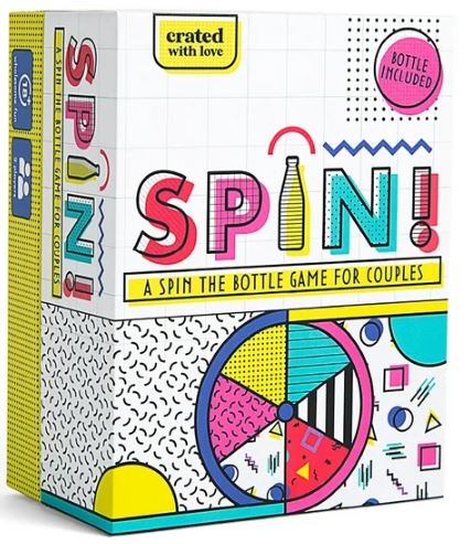Crated With Love: Spin! - A Spin The Bottle Game For Adult Couples, 90's Themed Date Night Truth-Or-Dare Game w/ Bottle