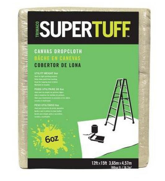 Trimaco 56703 Supertuff Light Weight Canvas Drop Cloths, 12&#039; x 15&#039;
