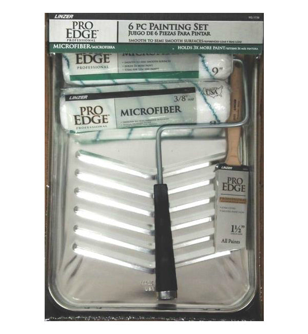 Linzer RS 1736 Microfiber Paint Roller & Tray Set, 6 Piece