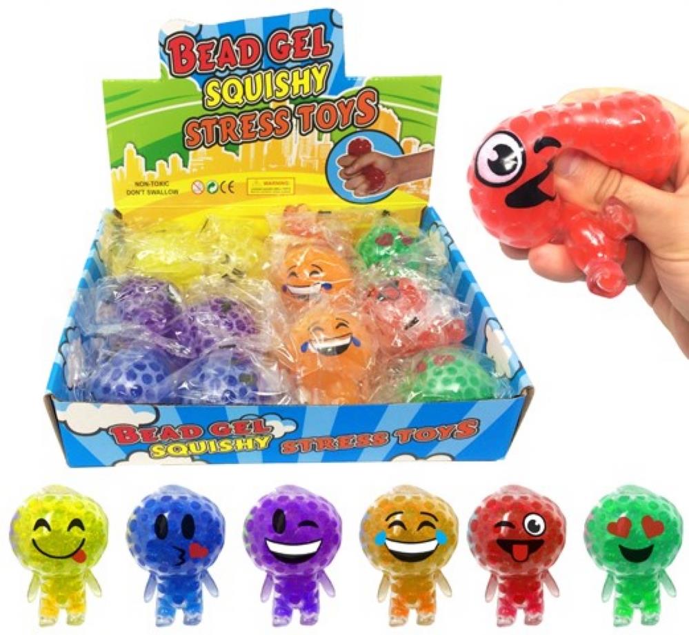 Colourful Emoji Themed Squishy Bead Gel Man Stress Toy
