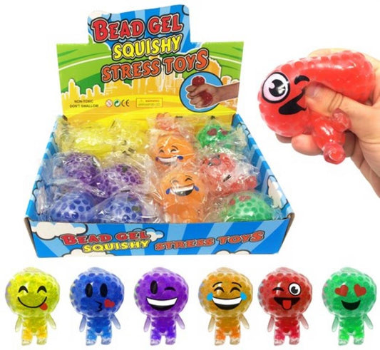 Colourful Emoji Themed Squishy Bead Gel Man Stress Toy