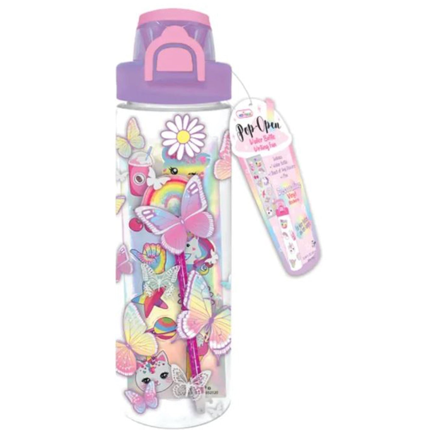 Hot Focus Tie Dye Butterfly Pop-Open Water Bottle Set