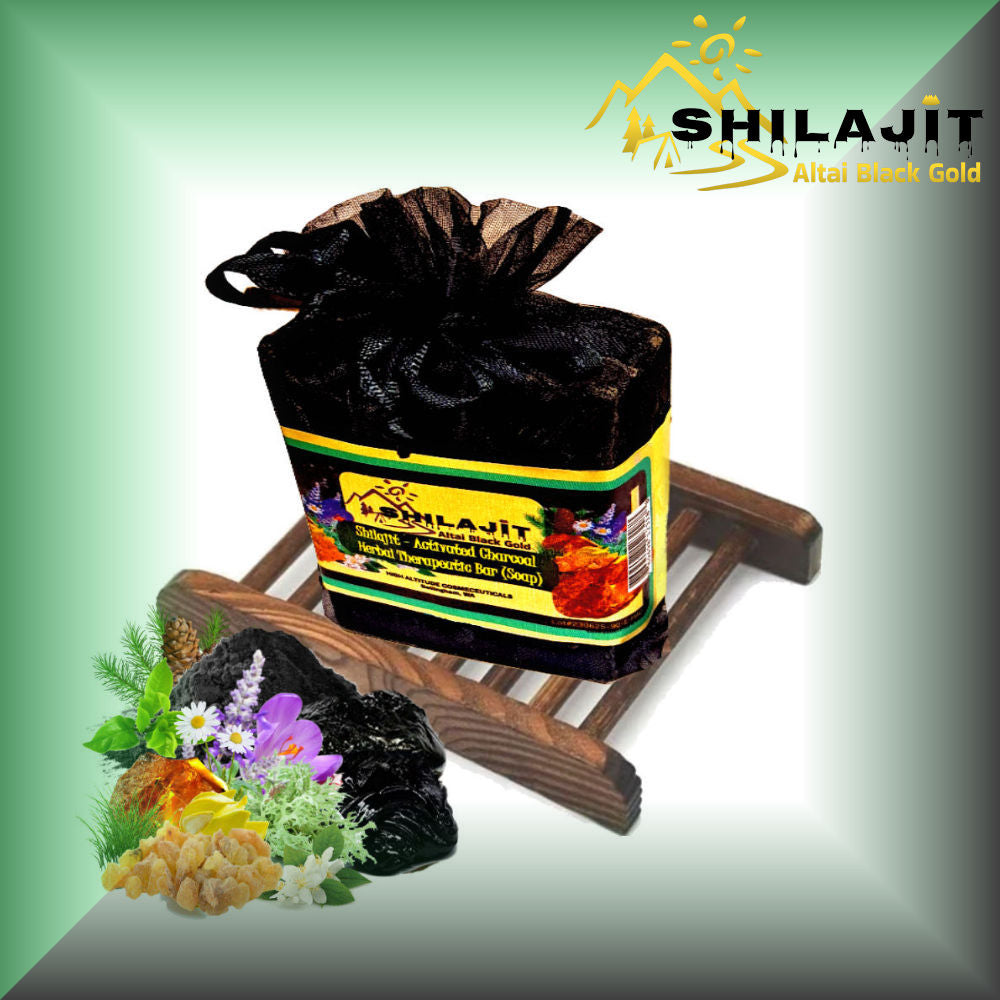 SHILAJIT - Altai Black Gold™ Shilajit-Activated Charcoal Therapeutic Herbal Cleansing Bar (Soap) for Dry Mature Problem Skin